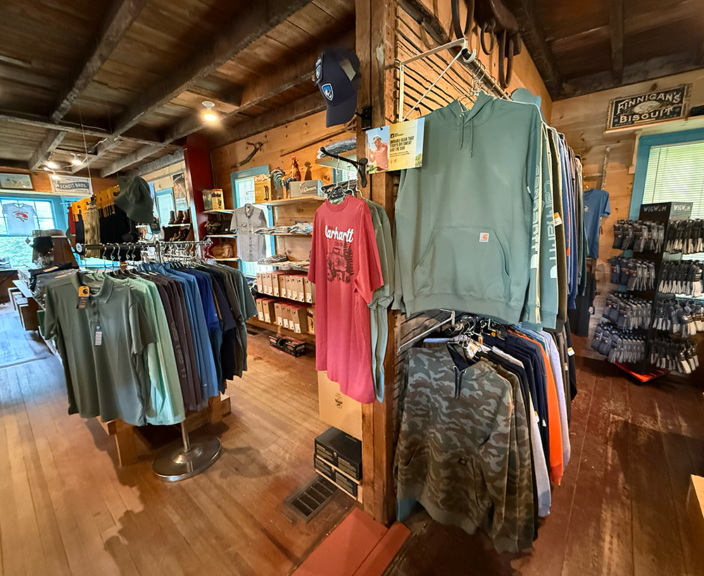Display of men's flannel plaid shirts - Merritt Clarkes store - Litchfield, CT